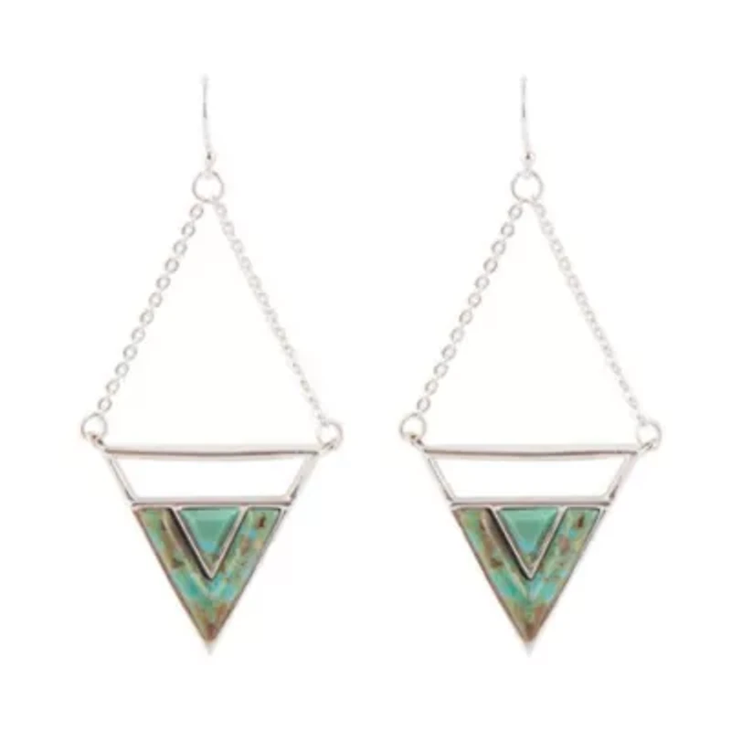Turquoise Trapeze Sterling Silver Earrings