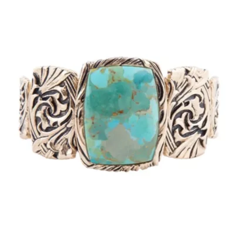 Jacquard Blue Turquoise Solid Golden Cuff Bracelet