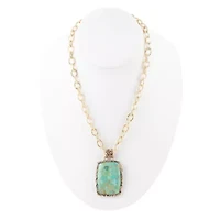 Jacquard Blue Turquoise Golden Pendant Necklace