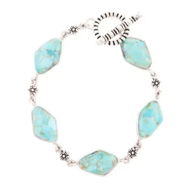 Barse Jewelry Linked Blue Turquoise and Sterling Silver Bracelet