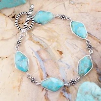 Barse Jewelry Linked Blue Turquoise and Sterling Silver Bracelet