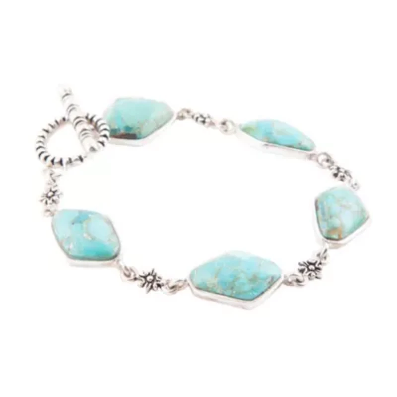 Barse Jewelry Linked Blue Turquoise and Sterling Silver Bracelet