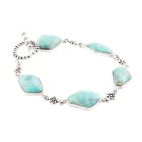 Barse Jewelry Linked Blue Turquoise and Sterling Silver Bracelet