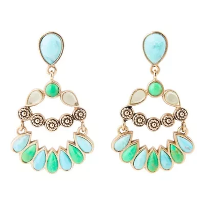 Legacy Blue and Lime Turquoise Golden Post Drop Earrings