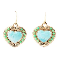Legacy Heart Lime Green and Blue Turquoise Golden Drop Earrings