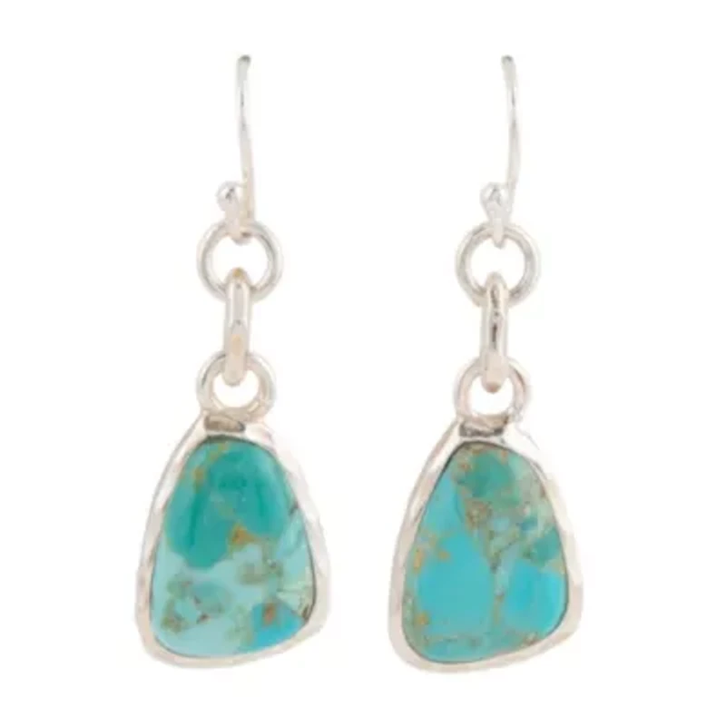 Blue Turquoise and Silver Drop Earrings