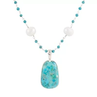 Madeleine Blue Turquoise and Silver Drop Pendant Necklace