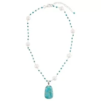 Madeleine Blue Turquoise and Silver Drop Pendant Necklace