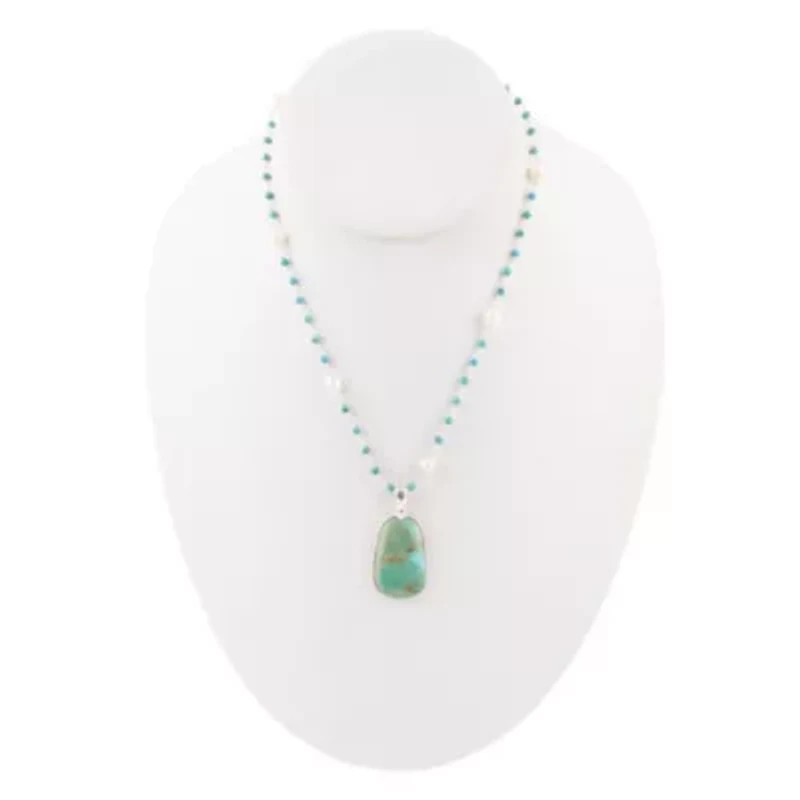 Madeleine Blue Turquoise and Silver Drop Pendant Necklace