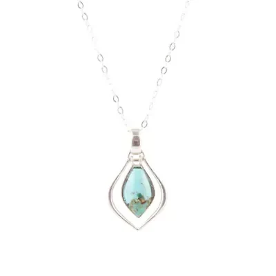 Dainty Blue Turquoise and Silver Pendant Necklace
