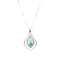 Dainty Blue Turquoise and Silver Pendant Necklace