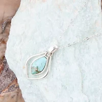 Dainty Blue Turquoise and Silver Pendant Necklace