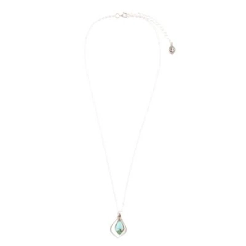 Dainty Blue Turquoise and Silver Pendant Necklace