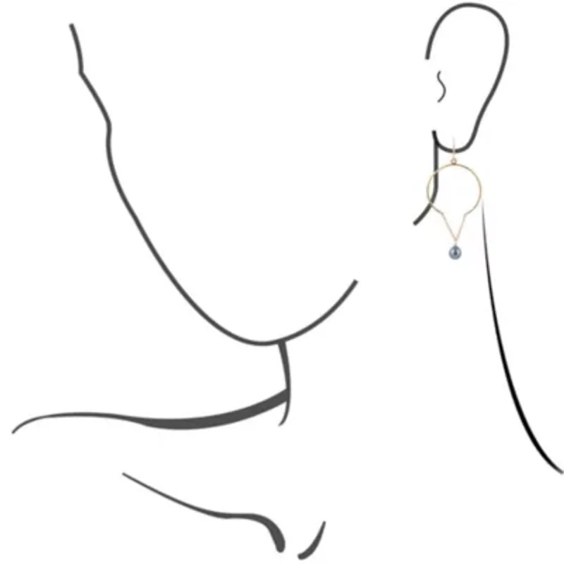 Pearl and Bronze Chain Earrings