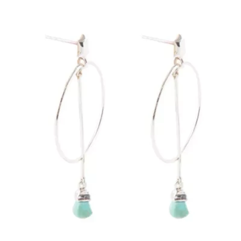 Drop a Line Turquoise and Sterling Silver Earrings