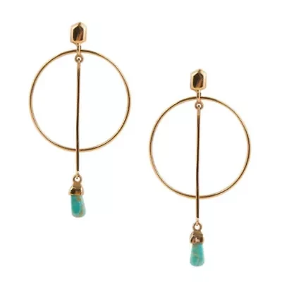 Drop a Line Turquoise and Bronze Earrings
