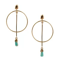 Drop a Line Turquoise and Bronze Earrings