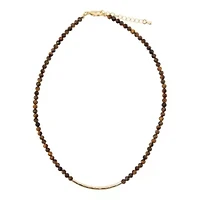 Brown Tiger's Eye Golden Bar Necklace