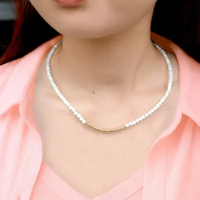 White Mother of Pearl Golden Bar Necklace