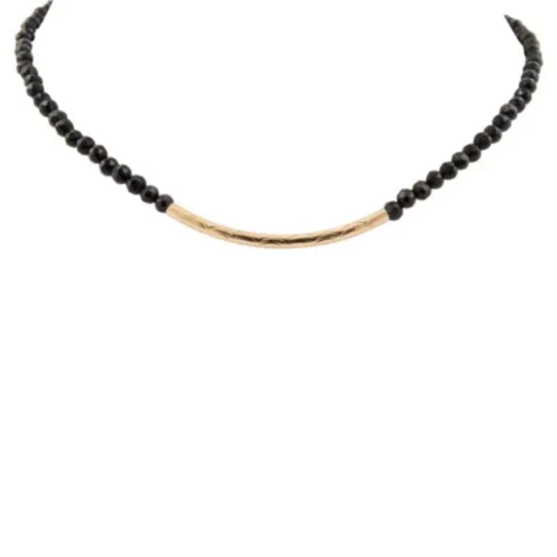 Black Onyx Golden Bar Necklace
