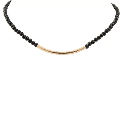 Black Onyx Golden Bar Necklace