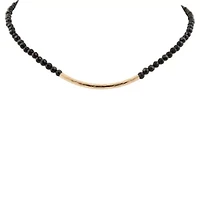 Black Onyx Golden Bar Necklace