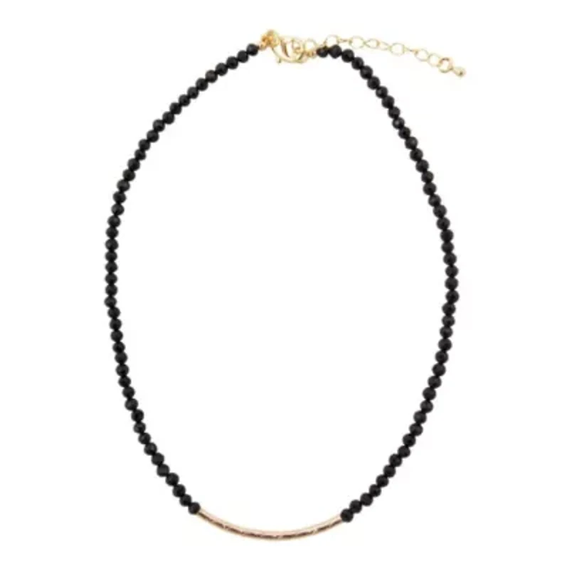 Black Onyx Golden Bar Necklace