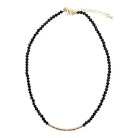 Black Onyx Golden Bar Necklace