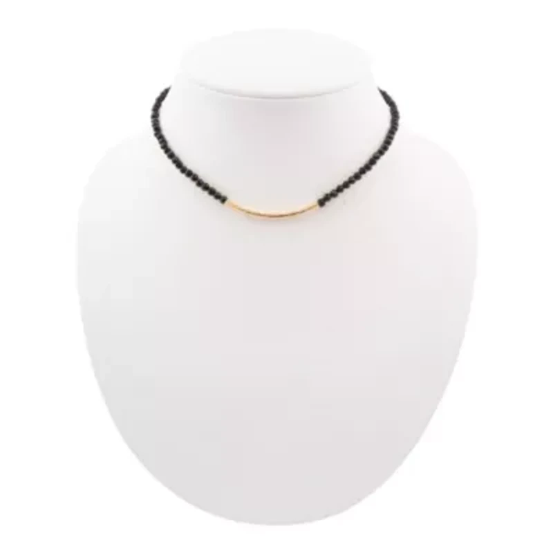 Black Onyx Golden Bar Necklace