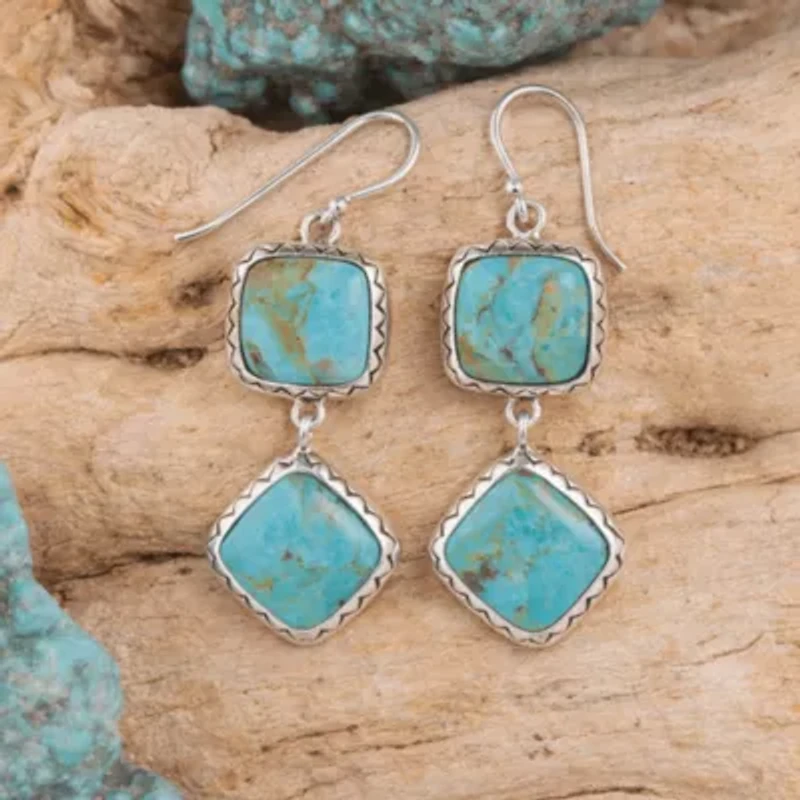 Gorgeous Blue Turquoise Silver Drop Earrings