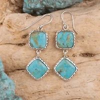 Gorgeous Blue Turquoise Silver Drop Earrings