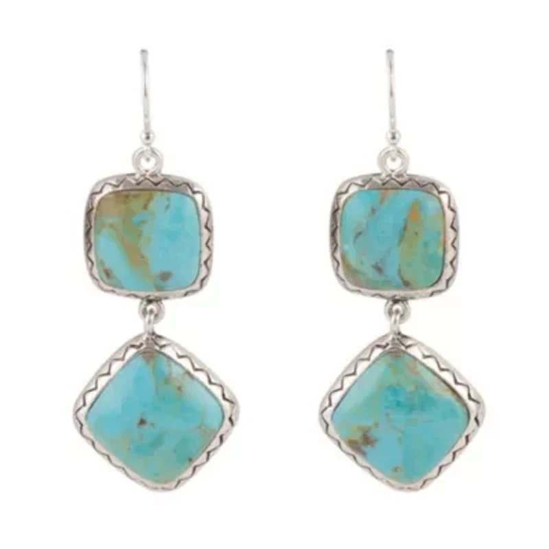 Gorgeous Blue Turquoise Silver Drop Earrings