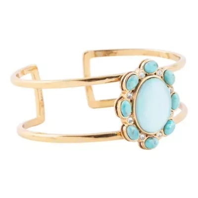 Aurora Blue Opal Golden Cuff Bracelet