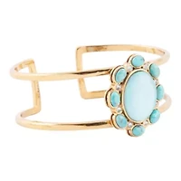 Aurora Blue Opal Golden Cuff Bracelet