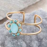 Aurora Blue Opal Golden Cuff Bracelet