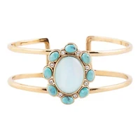 Aurora Blue Opal Golden Cuff Bracelet