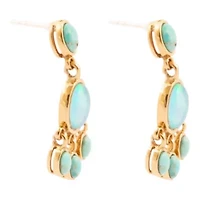 Aurora Blue Opal Post Chandelier Golden Earrings