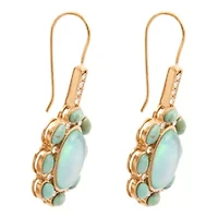 Aurora Blue Opal Golden Drop Earrings