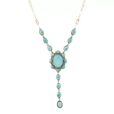 Aurora Blue Opal Golden Y Necklace