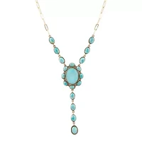 Aurora Blue Opal Golden Y Necklace