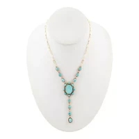 Aurora Blue Opal Golden Y Necklace