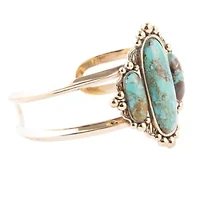 Plateau Blue Turquoise Golden Cuff Bracelet