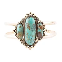 Plateau Blue Turquoise Golden Cuff Bracelet