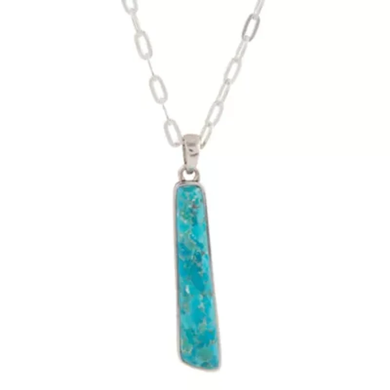 Pueblo Blue Turquoise and Silver Pendant Necklace