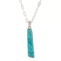 Pueblo Blue Turquoise and Silver Pendant Necklace