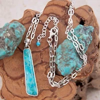 Pueblo Blue Turquoise and Silver Pendant Necklace