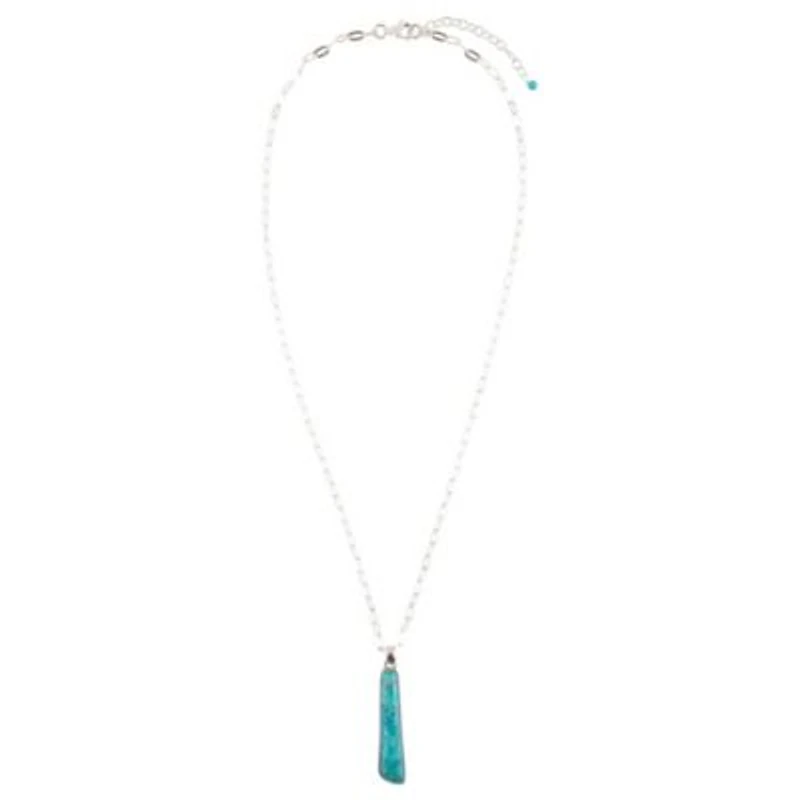 Pueblo Blue Turquoise and Silver Pendant Necklace