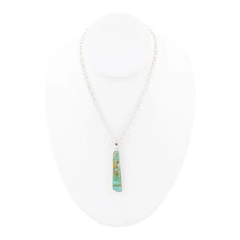 Pueblo Blue Turquoise and Silver Pendant Necklace