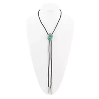 Rawlins Blue Turquoise Black Leather Silver Bolo Necklace