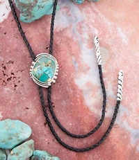 Barse Jewelry Blue Turquoise Matrix Sterling Silver Bolo Tie Necklace